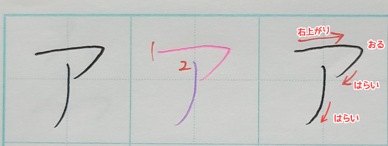 ア行のきれいな書き方 アイウエオの書き順 お手本を解説 カタカナの美文字 美文字部